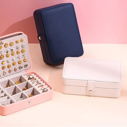Portable PU Leather Jewelry Storage Box – Travel Organizer for Rings, Necklaces & Earrings