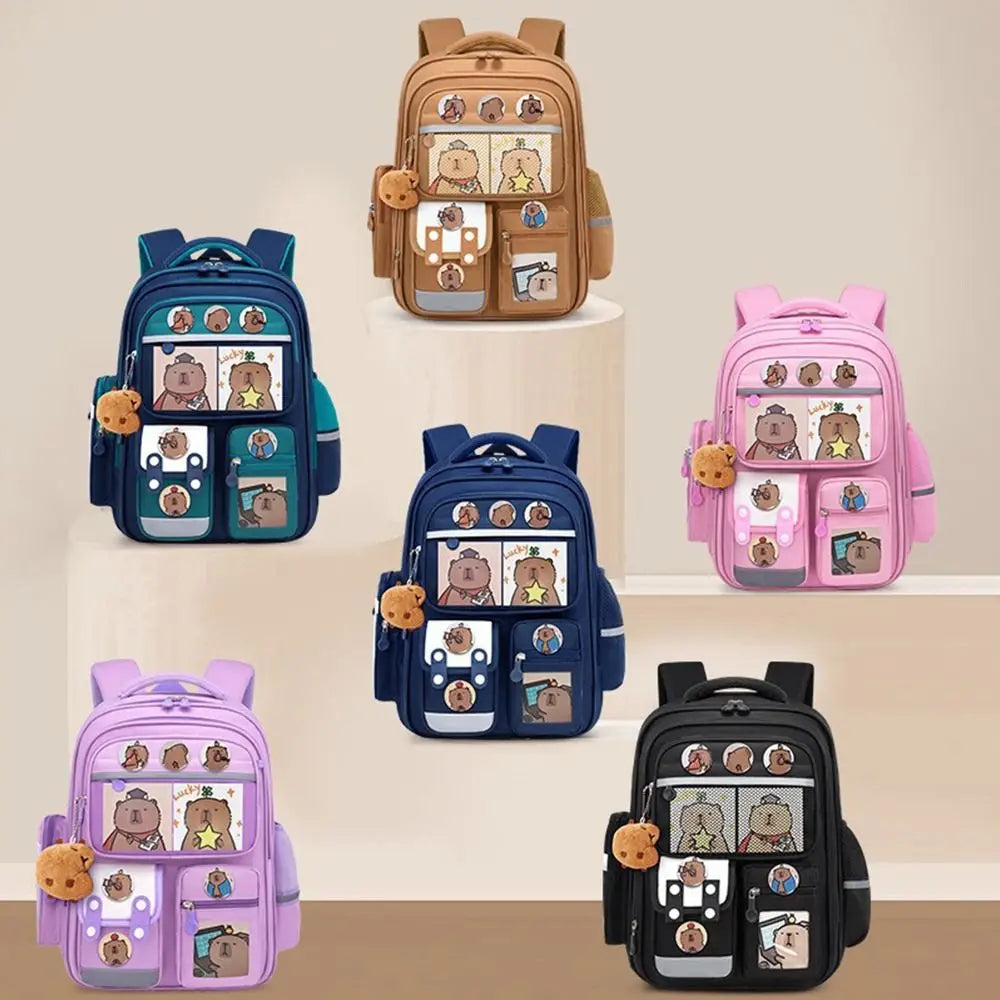 Waterproof Capybara Backpack Large Capacity Alleviate Burden School Bag Protecting Spine Widen Straps Backpack for Students