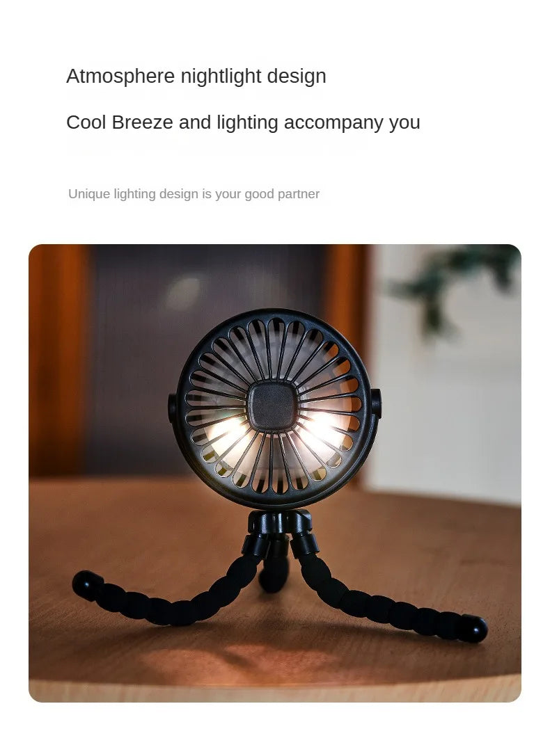 Portable Clip-On Stroller Fan – USB Rechargeable 3-Speed Fan for Baby, Cart & Outdoor Use