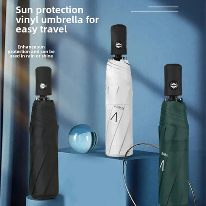 ☀️☔ Automatic UV Umbrella – Three-Fold, Windproof & Sun/Rain Protection with Custom Logo Printing! 🌦️✨