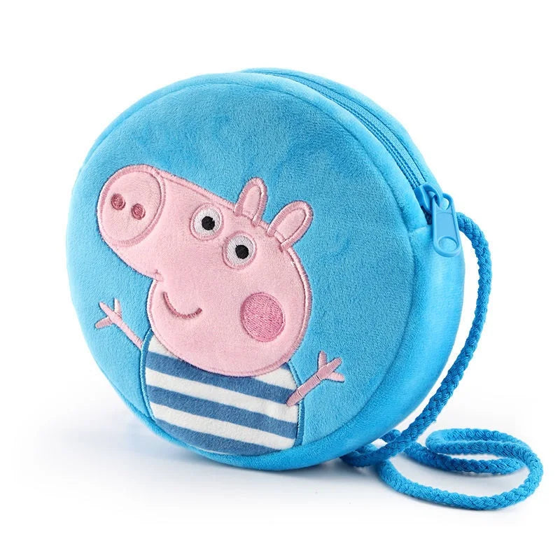 Peppa Pig Anime Plush Bag George Peggy Kindergarten Backpack Cartoon Round Shoulder Bag Coin Purse Kids Birthday Gift