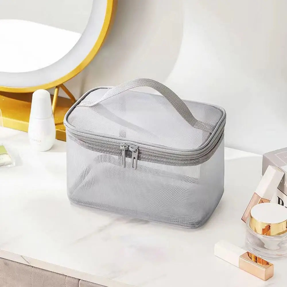 Fashion Transparent Mesh Travel Cosmetic Bag – Large Capacity 1/2/3 Layer Toiletry & Makeup Organizer for Women