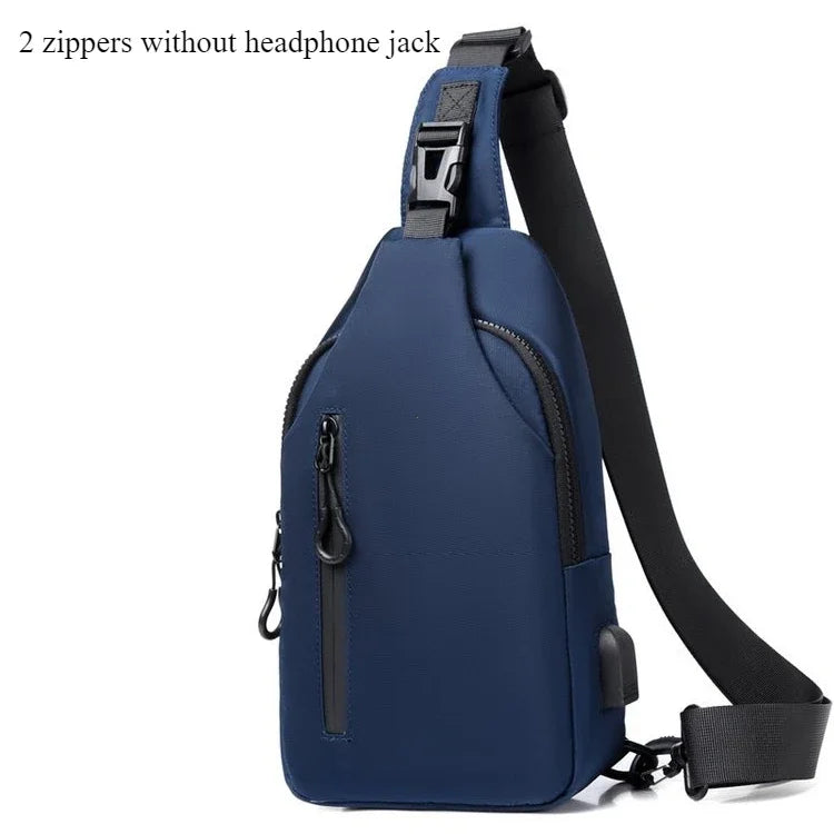 Stylish Men's Crossbody Bag – Waterproof, USB Charging, Outdoor Casual Chest Bag