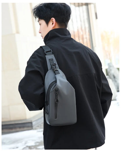 Stylish Men's Crossbody Bag – Waterproof, USB Charging, Outdoor Casual Chest Bag
