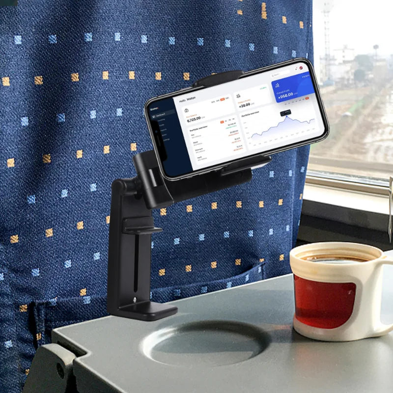Multifunctional Phone Holder Clip Airplane Train Seat Mount Foldable Phone Stand Portable Mini Bracket Travel Phone Support
