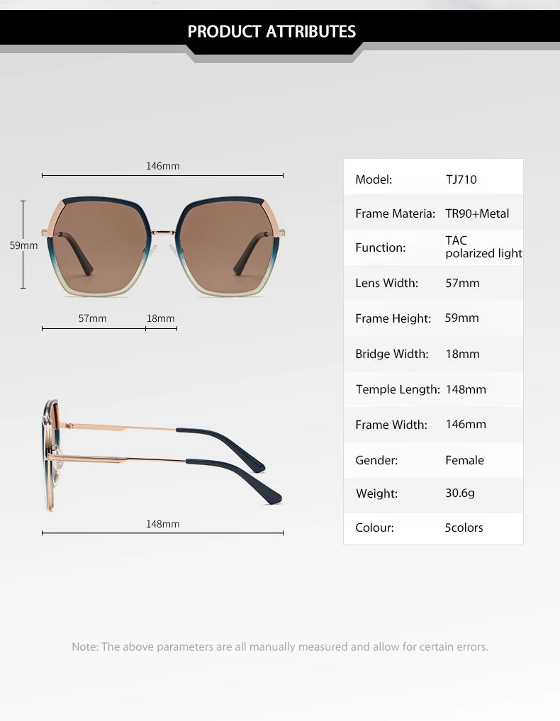 New Polarized Sunglasses Women UV400 Sun Glasses Men Metal Eyeglasses Frame Driving Beach Party Travel Anti Glare Shade Eyewear