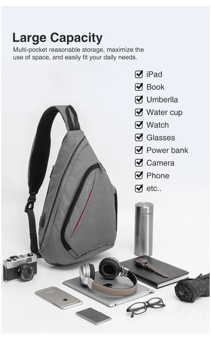 Mixi Men's & Women's Sling Backpack – Versatile USB Crossbody Bag for Travel, Sports & School