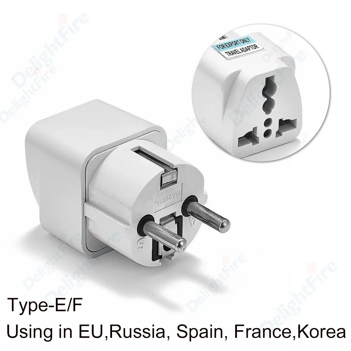 KR Plug Adapter – Universal Travel Adapter AU/UK/US to EU Type E/F Socket | France, Spain, Germany Compatible AC Power Outlet