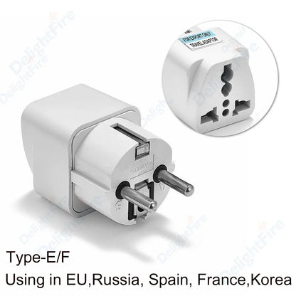 KR Plug Adapter – Universal Travel Adapter AU/UK/US to EU Type E/F Socket | France, Spain, Germany Compatible AC Power Outlet