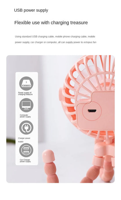 Portable Clip-On Stroller Fan – USB Rechargeable 3-Speed Fan for Baby, Cart & Outdoor Use