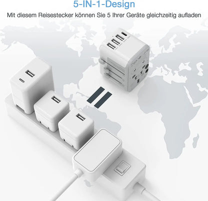 TESSAN 100W GaN Universal Travel Adapter – Fast Charging USB & Type-C Power Adapter for EU/UK/US/AU!
