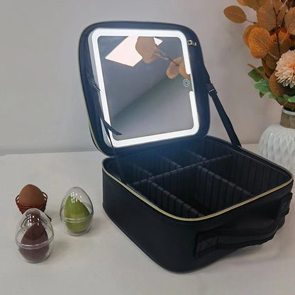 Korean Style Large-Capacity Cosmetic Bag – Portable Travel Makeup & Skincare Organizer with Mirror