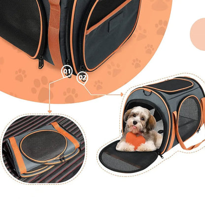 Cat Carrier TSA Airline Approved with Ventilation for Small Medium Cats Dogs Puppies with Big Space 5 Mesh Windows 4 Open Doors