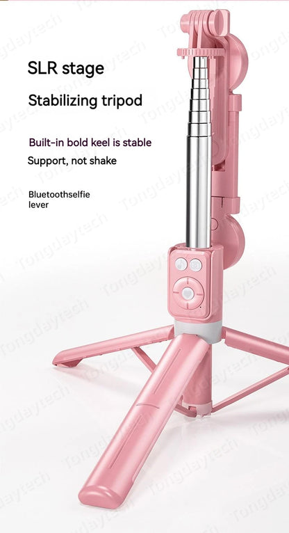 Bluetooth Wireless Selfie Stick – Foldable Phone Stand with Ring Light for Makeup, Video, & Live Streaming