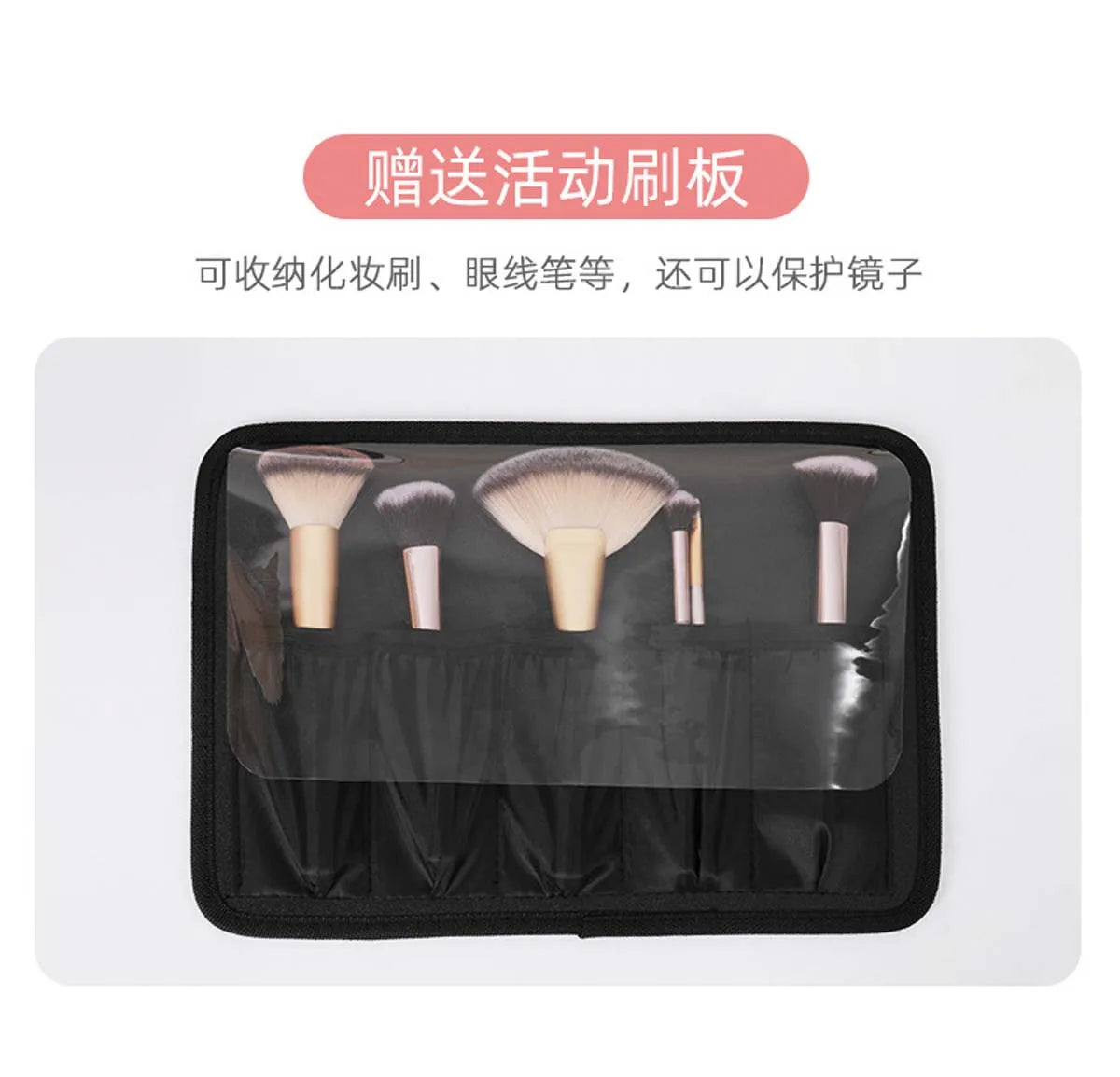 Large-Capacity LED Makeup Case with Mirror – Portable Professional Cosmetic Storage Box