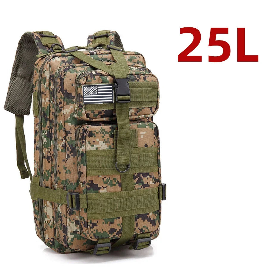 1000D Nylon Waterproof Tactical Backpack – Outdoor Rucksack for Camping, Hiking, Trekking, Fishing & Hunting (25L/50L)
