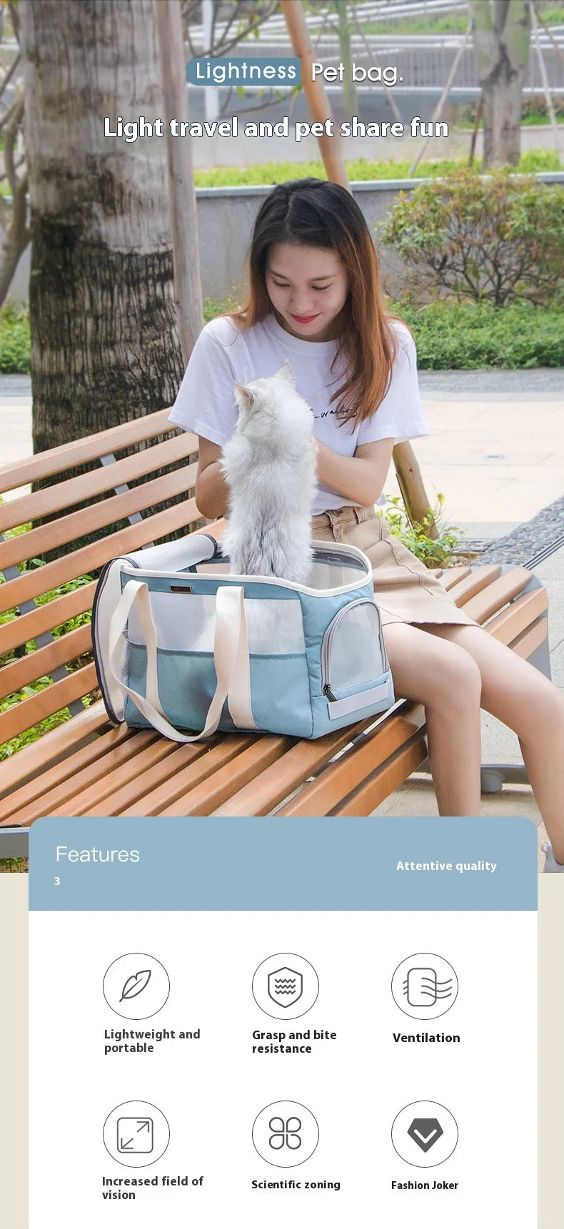 Dog Carrier Bag Soft Side Backpack Cat Pet Carriers Dog Travel Bags Airline Approved Transport for Small Dogs Cats Outgoing