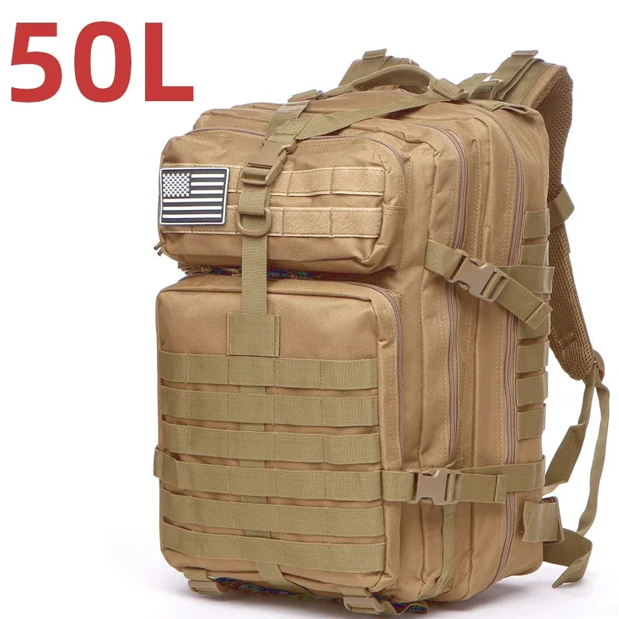 1000D Nylon Waterproof Tactical Backpack – Outdoor Rucksack for Camping, Hiking, Trekking, Fishing & Hunting (25L/50L)