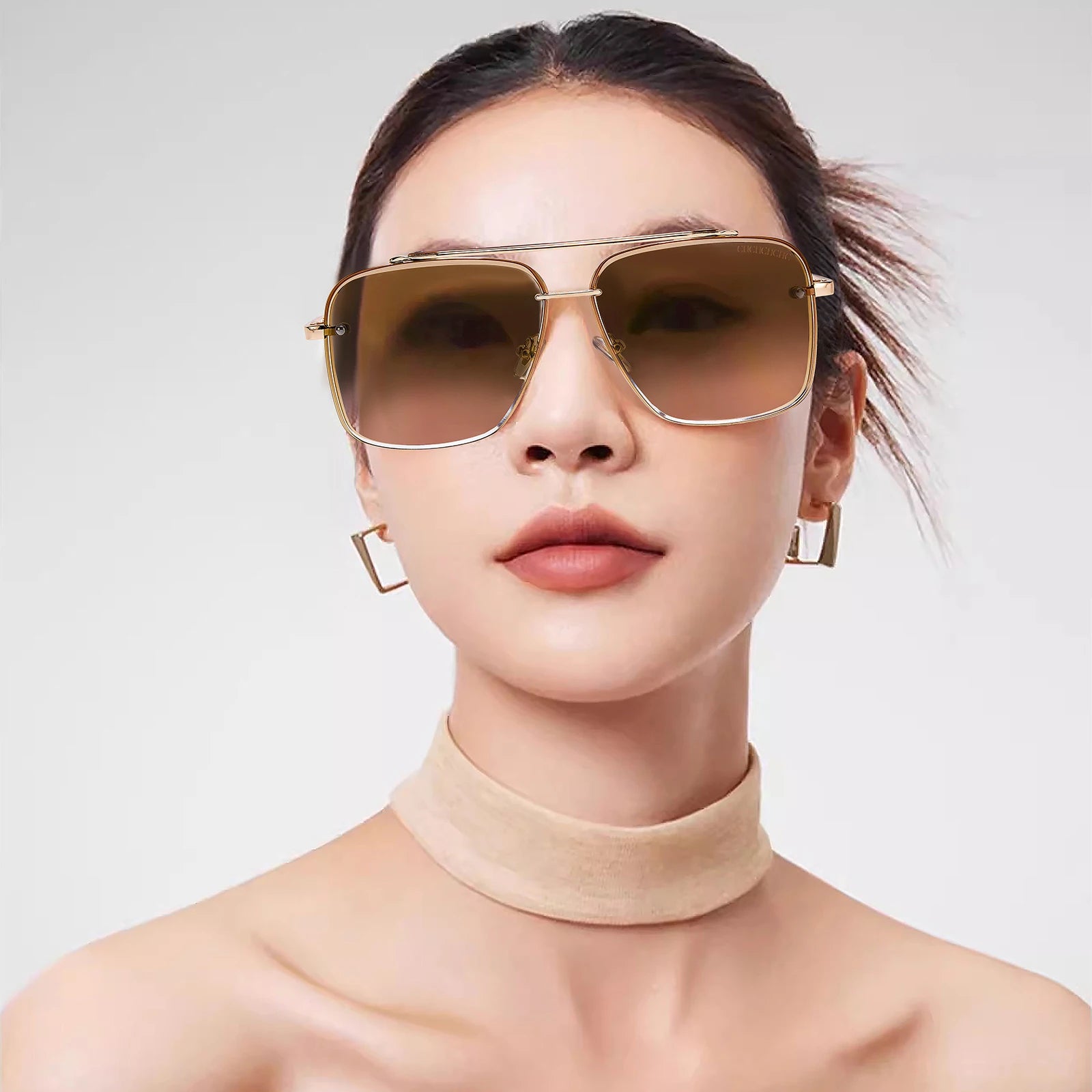CHCH Sunglasses New Large Frame Gradient Women's Toad Glasses Men's Outdoor Fashion Glasses Beach Glasses