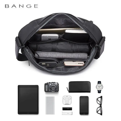 BANGE Men's Waterproof Crossbody Bag – Large Capacity Anti-Theft Sling Shoulder Bag for Travel & Daily Use