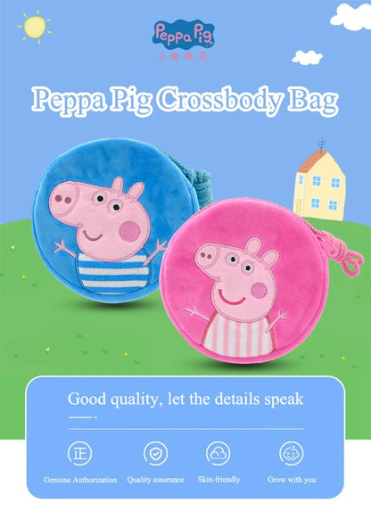 Peppa Pig Anime Plush Bag George Peggy Kindergarten Backpack Cartoon Round Shoulder Bag Coin Purse Kids Birthday Gift