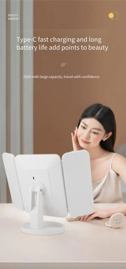 Trifold LED Makeup Mirror – Smart Light-Up Vanity Mirror for Beauty & Dressing