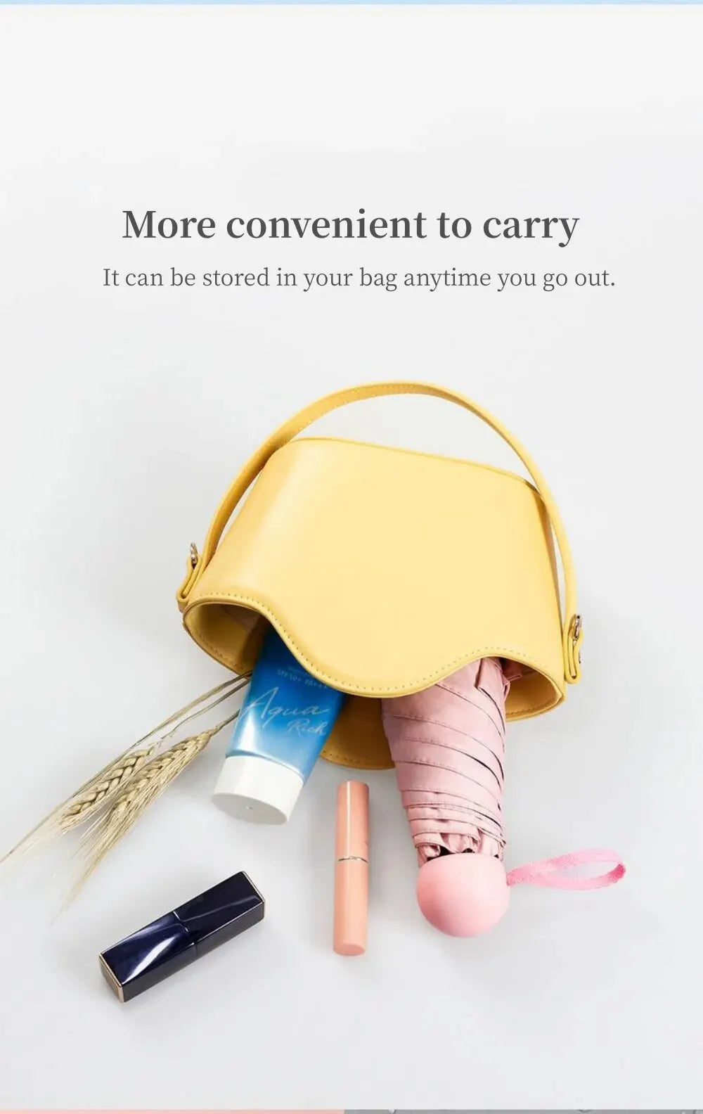 Folding Travel Umbrella 6 Ribs Lightweight Compact Pocket Umbrella Windproof Rainproof with Capsule Storage for Daily Life