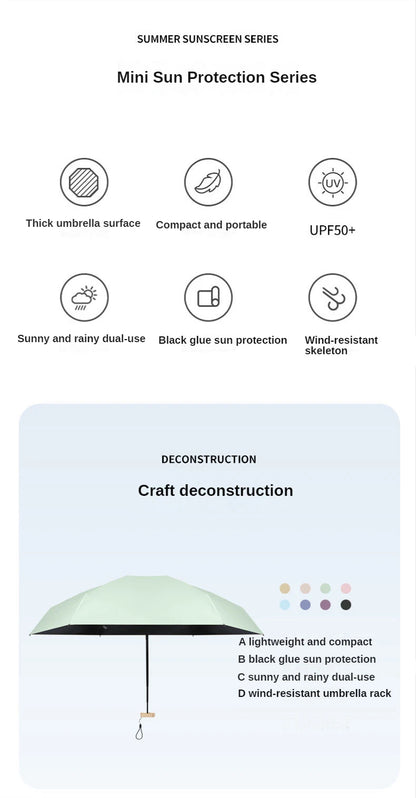 ☀️☔ Mini Pocket Folding Umbrella – Ultra-Light, UV Protective & Waterproof for Travel & Everyday Use! 🌦️✨