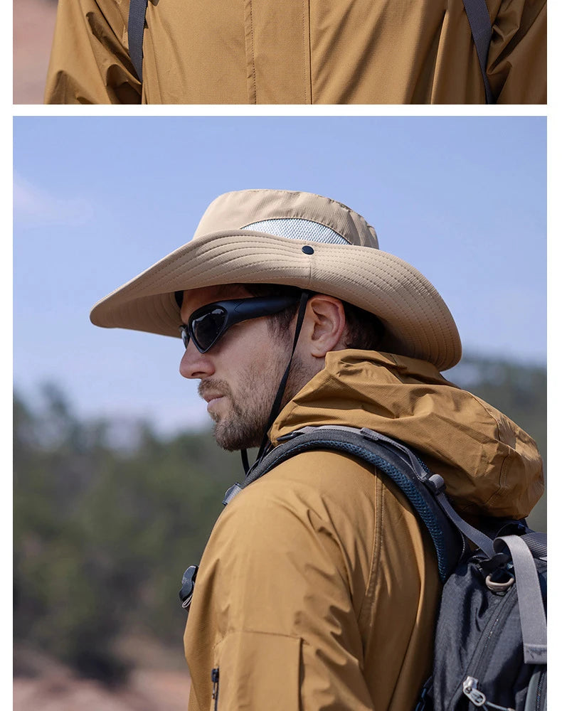 Summer UPF50+ Sun Hats For Women Men Breathable Mesh Boonie Hat Foldable UV Protection Hiking Fishing Hat Male Bucket Hats