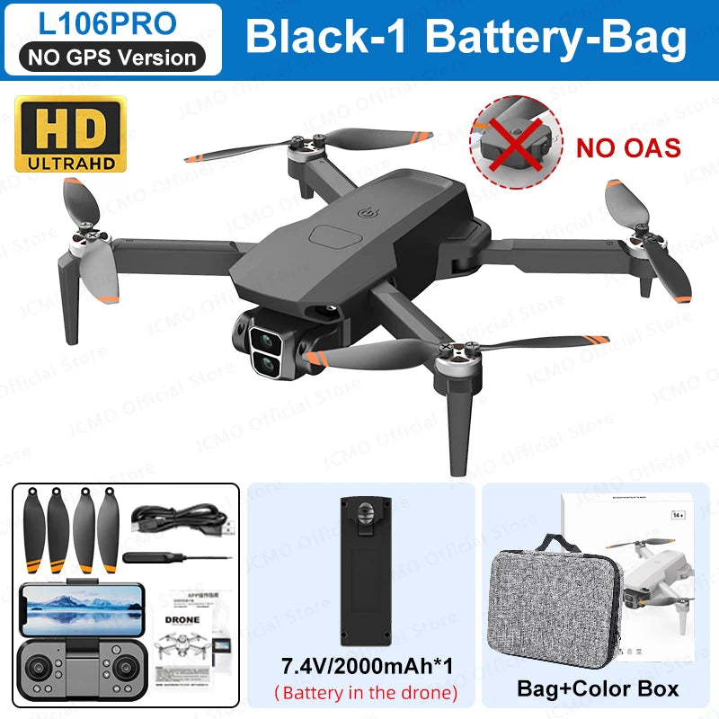 L106 MAX Brushless Motor HD Dual Camera 2.4GHz Drone Intelligent 360° Obstacle Avoidance Portable RC Helicopter Toy Without GPS