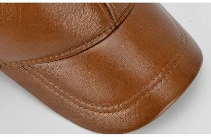 2025 Adjustable Men's Genuine Cowhide Leather Baseball Cap for Fall Winter Outdoor Sports Hat Men Real Cowhide Leather Caps