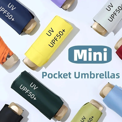 ☀️☔ Mini Pocket Folding Umbrella – Ultra-Light, UV Protective & Waterproof for Travel & Everyday Use! 🌦️✨