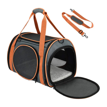 Cat Carrier TSA Airline Approved with Ventilation for Small Medium Cats Dogs Puppies with Big Space 5 Mesh Windows 4 Open Doors