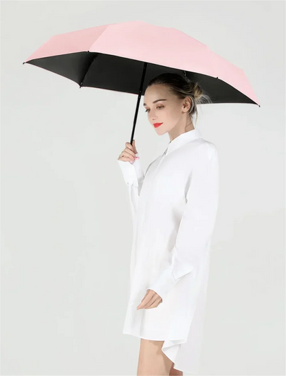 Folding Travel Umbrella 6 Ribs Lightweight Compact Pocket Umbrella Windproof Rainproof with Capsule Storage for Daily Life