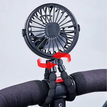 Portable Clip-On Stroller Fan – USB Rechargeable 3-Speed Fan for Baby, Cart & Outdoor Use