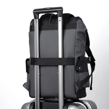 High-Quality PU Leather Waterproof Men's Laptop Backpack – Large Computer Backpack for Business, Urban Man with USB Charging