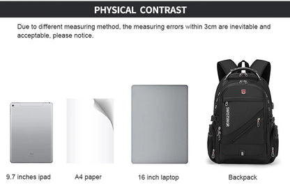 2025 Waterproof Laptop Backpack – 17/20 Inch Oxford Travel Rucksack for Men & Women, School Bag with Modern Design