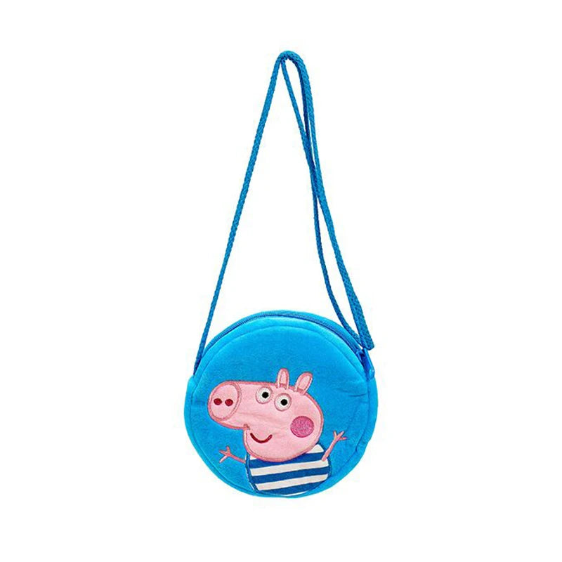 Peppa Pig Anime Plush Bag George Peggy Kindergarten Backpack Cartoon Round Shoulder Bag Coin Purse Kids Birthday Gift