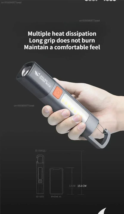 Xiaomi Outdoor Flashlight – Portable Strong Light with Variable Focus, Floodlight Side Lights & Long Range Rechargeable Flashlight