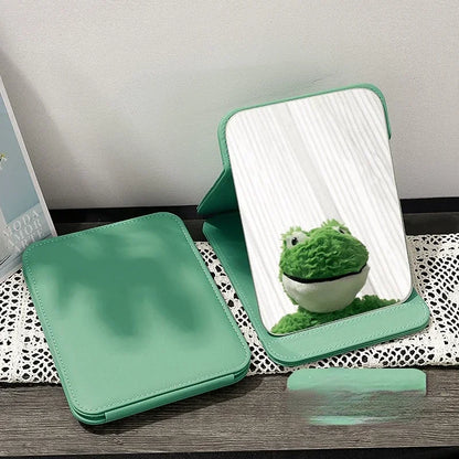 Portable High-Definition PU Folding Vanity Mirror – Stylish Desktop Makeup Mirror