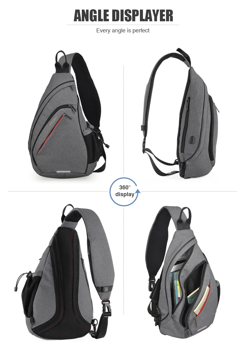 Mixi Men's & Women's Sling Backpack – Versatile USB Crossbody Bag for Travel, Sports & School