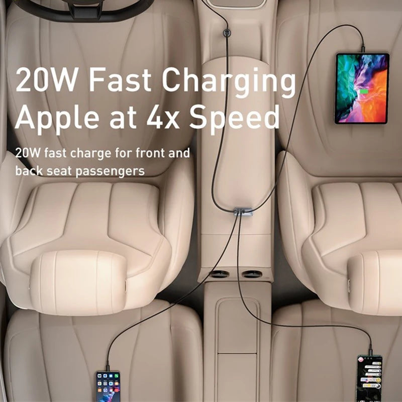 Baseus 120W PD Car Charger – Fast Charging QC 3.0 & PD 3.0 for iPhone 15, Samsung & More!