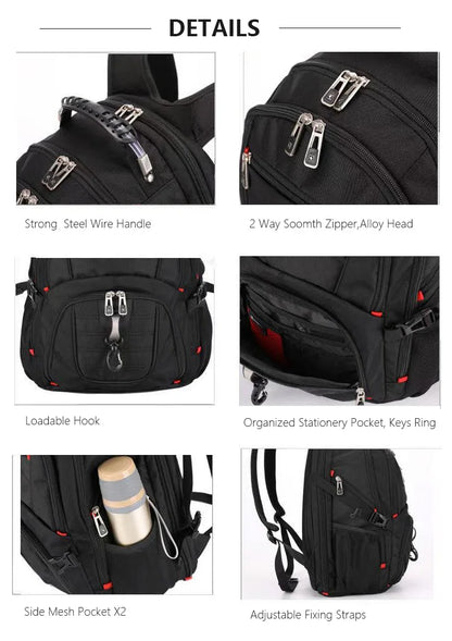 Swiss Multifunctional 17-Inch Laptop Backpack – Durable Travel & College Bag with USB Charging & Water Resistance