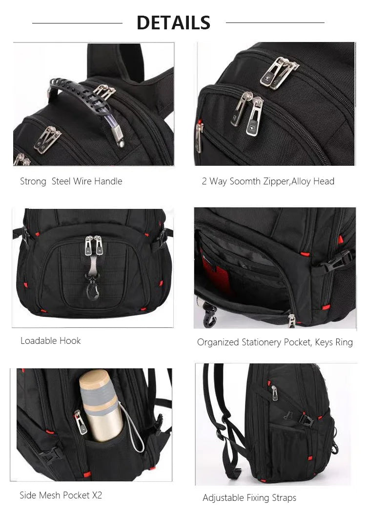 Swiss Multifunctional 17-Inch Laptop Backpack – Durable Travel & College Bag with USB Charging & Water Resistance