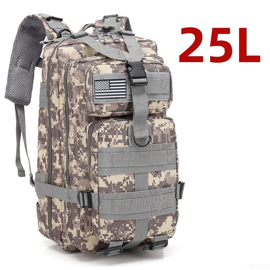 1000D Nylon Waterproof Tactical Backpack – Outdoor Rucksack for Camping, Hiking, Trekking, Fishing & Hunting (25L/50L)