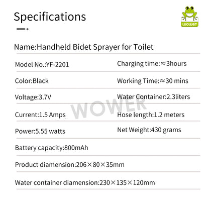 🚿 Wower Portable Electric Bidet – Rechargeable 2.3L Shattaf for Personal Hygiene, Travel & Camping! ✨💦
