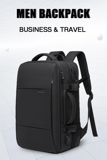 BANGE Expandable Men's Backpack – Waterproof 17.3-inch Laptop Backpack, Large Capacity Hiking Travel Bag for Men