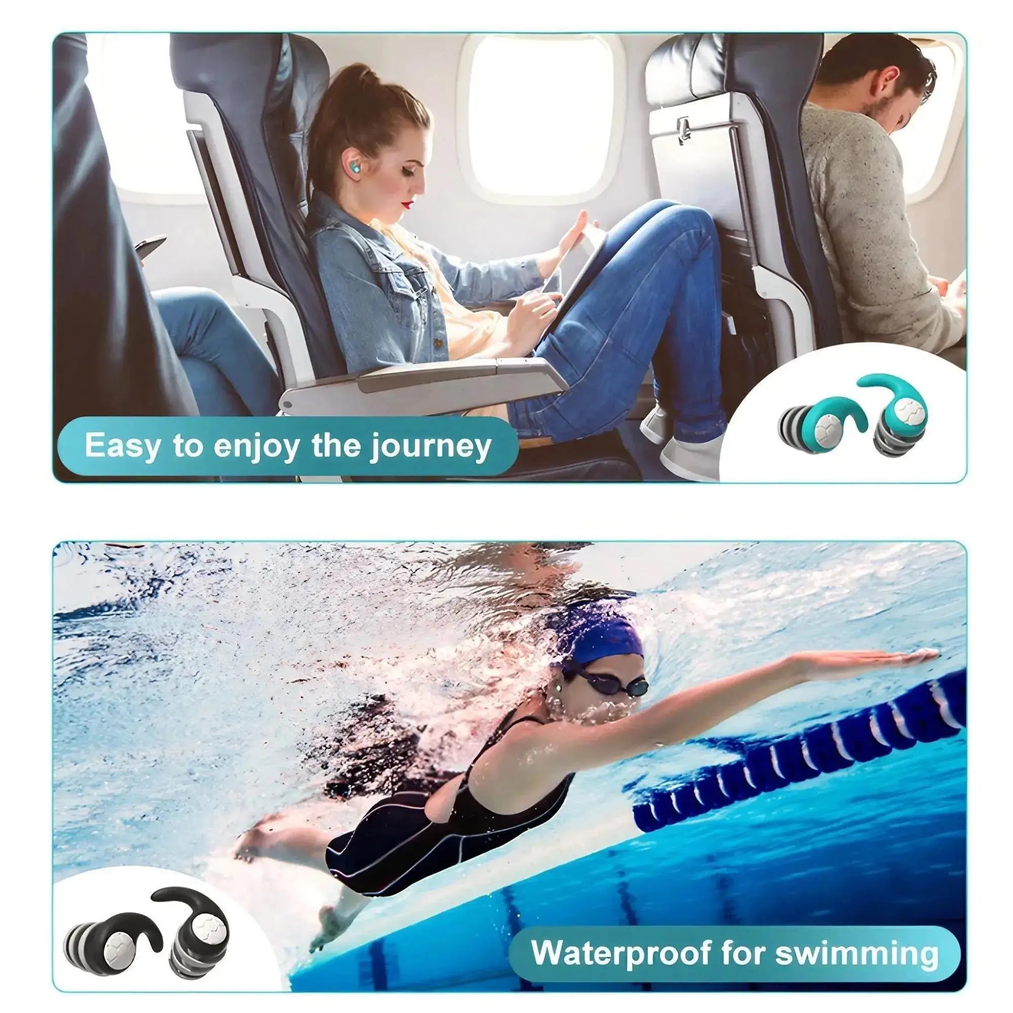 Reusable Soft Silicone Ear Plugs – Noise Reduction & Waterproof Protection for Sleep, Travel & Swimming!
