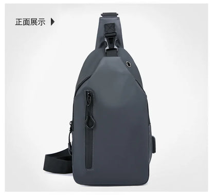 Stylish Men's Crossbody Bag – Waterproof, USB Charging, Outdoor Casual Chest Bag