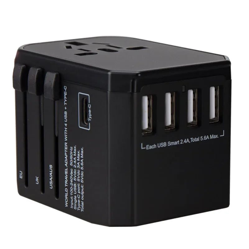 Melery Universal Travel Adapter – International Plug with USB & Type-C Fast Charging for US/EU/UK/AU